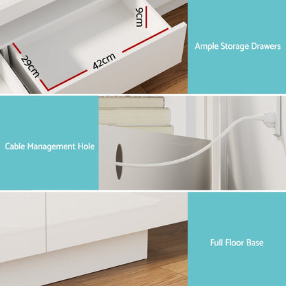 Artiss TV Unit Entertainment Unit Storage Drawer RGB LED 180cm White-Furniture &gt; Living Room &gt; TV Units-PEROZ Accessories