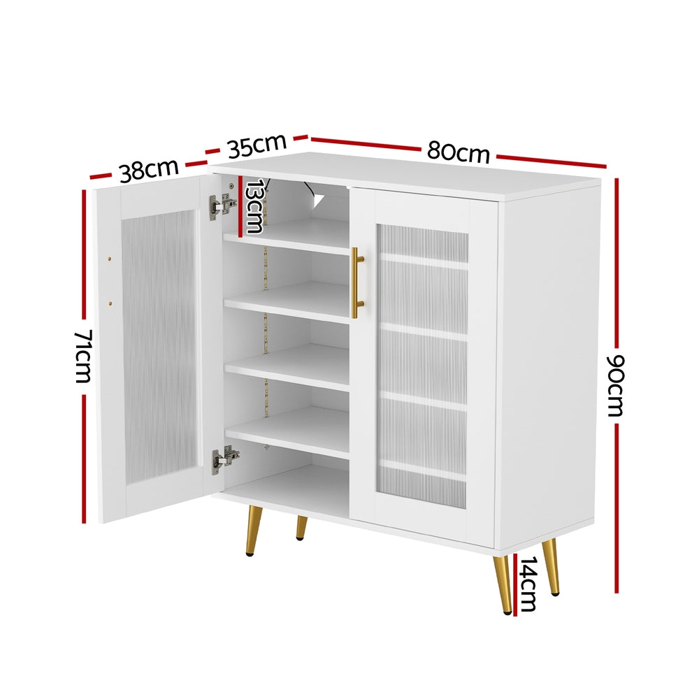 Artiss Shoe Rack 5-tier 20 Pairs Storage LED Light-Furniture &gt; Living Room &gt; Shoe Storage-PEROZ Accessories