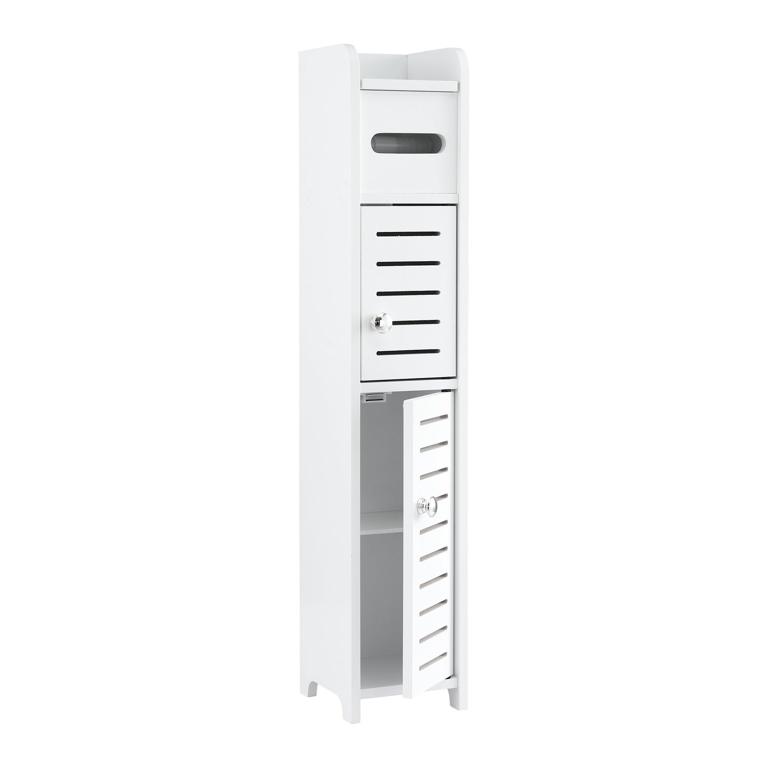 Artiss Bathroom Storage Cabinet 3-Tier Slim Toilet Paper Holder Organizer White-Furniture > Bathroom > Bathroom Cabinets, Cupboards &amp; Storage-PEROZ Accessories