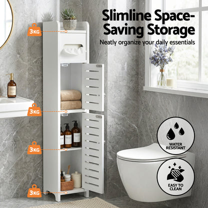 Artiss Bathroom Storage Cabinet 3-Tier Slim Toilet Paper Holder Organizer White-Furniture > Bathroom > Bathroom Cabinets, Cupboards &amp; Storage-PEROZ Accessories