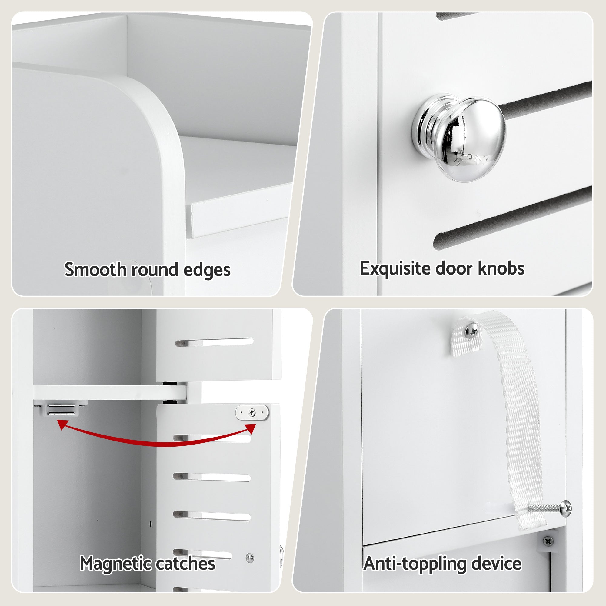Artiss Bathroom Storage Cabinet 3-Tier Slim Toilet Paper Holder Organizer White-Furniture > Bathroom > Bathroom Cabinets, Cupboards &amp; Storage-PEROZ Accessories