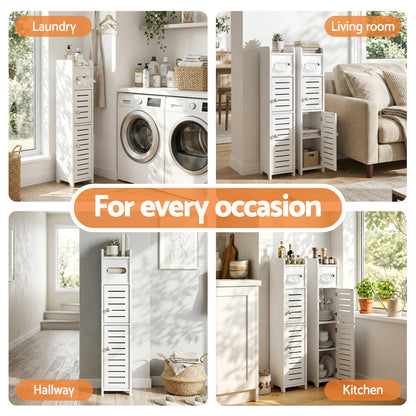 Artiss Bathroom Storage Cabinet 3-Tier Slim Toilet Paper Holder Organizer White-Furniture > Bathroom > Bathroom Cabinets, Cupboards &amp; Storage-PEROZ Accessories