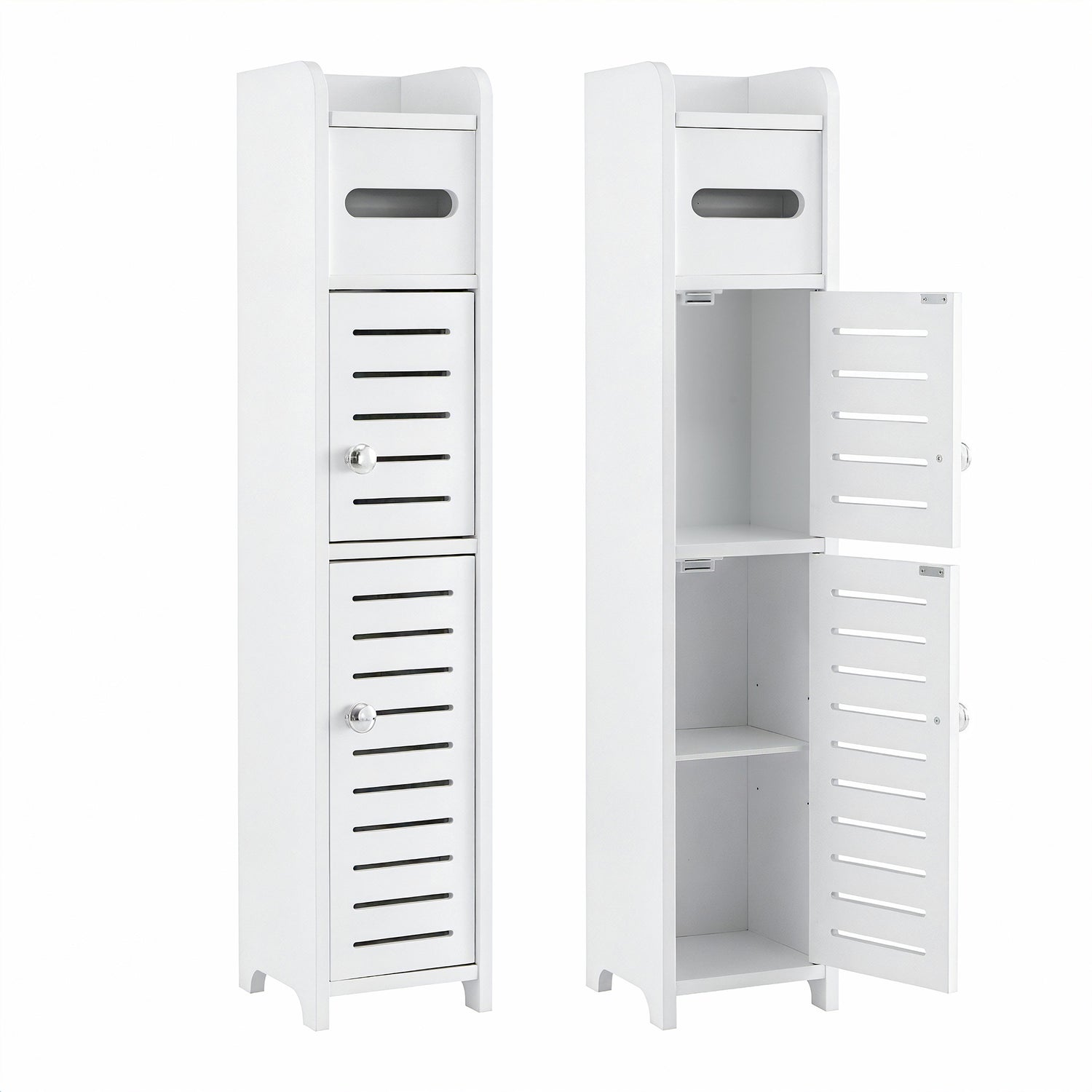Artiss 2x Bathroom Storage Cabinet 3-Tier Toilet Paper Holder Organizer White-Furniture > Bathroom > Bathroom Cabinets, Cupboards &amp; Storage-PEROZ Accessories