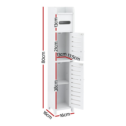 Artiss 2x Bathroom Storage Cabinet 3-Tier Toilet Paper Holder Organizer White-Furniture > Bathroom > Bathroom Cabinets, Cupboards &amp; Storage-PEROZ Accessories