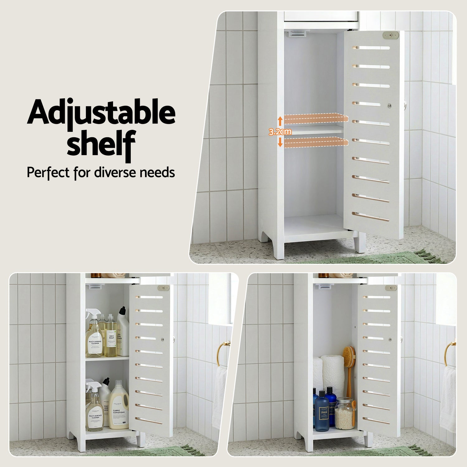 Artiss 2x Bathroom Storage Cabinet 3-Tier Toilet Paper Holder Organizer White-Furniture > Bathroom > Bathroom Cabinets, Cupboards &amp; Storage-PEROZ Accessories