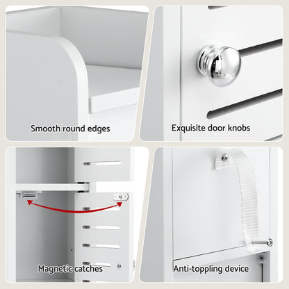 Artiss 2x Bathroom Storage Cabinet 3-Tier Toilet Paper Holder Organizer White-Furniture > Bathroom > Bathroom Cabinets, Cupboards &amp; Storage-PEROZ Accessories