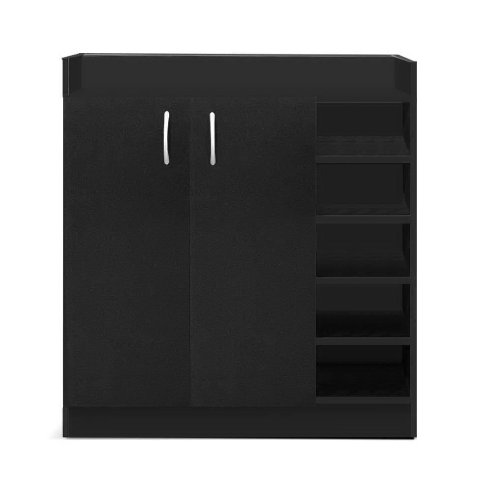 Artiss Shoe Rack Cabinet 21 Pairs Adjustable Shelves Black Clair-Shoe Storage Cabinets-PEROZ Accessories