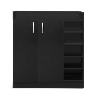 Artiss Shoe Rack Cabinet 21 Pairs Adjustable Shelves Black Clair-Shoe Storage Cabinets-PEROZ Accessories