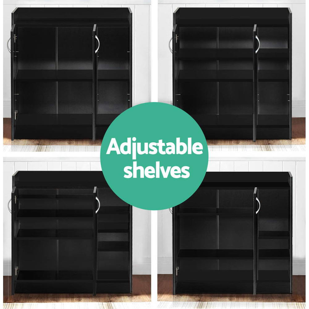 Artiss Shoe Rack Cabinet 21 Pairs Adjustable Shelves Black Clair-Shoe Storage Cabinets-PEROZ Accessories