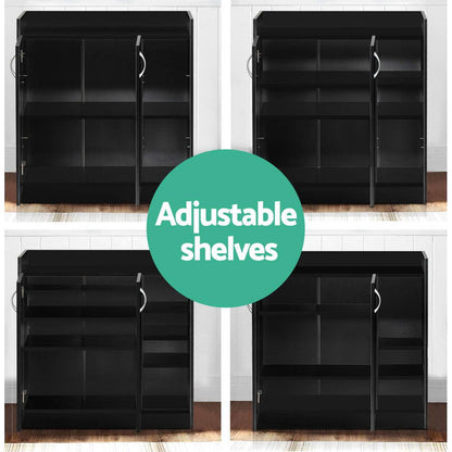 Artiss Shoe Rack Cabinet 21 Pairs Adjustable Shelves Black Clair-Shoe Storage Cabinets-PEROZ Accessories