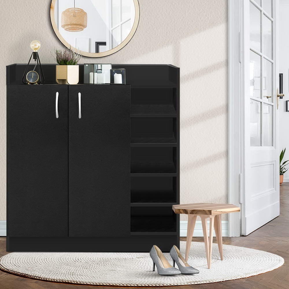 Artiss Shoe Rack Cabinet 21 Pairs Adjustable Shelves Black Clair-Shoe Storage Cabinets-PEROZ Accessories