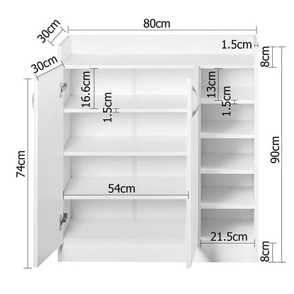 Artiss Shoe Rack Cabinet 21 Pairs Adjustable Shelves White Clair-Shoe Storage Cabinets-PEROZ Accessories