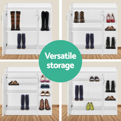 Artiss Shoe Rack Cabinet 21 Pairs Adjustable Shelves White Clair-Shoe Storage Cabinets-PEROZ Accessories