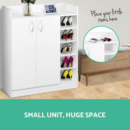 Artiss Shoe Rack Cabinet 21 Pairs Adjustable Shelves White Clair-Shoe Storage Cabinets-PEROZ Accessories