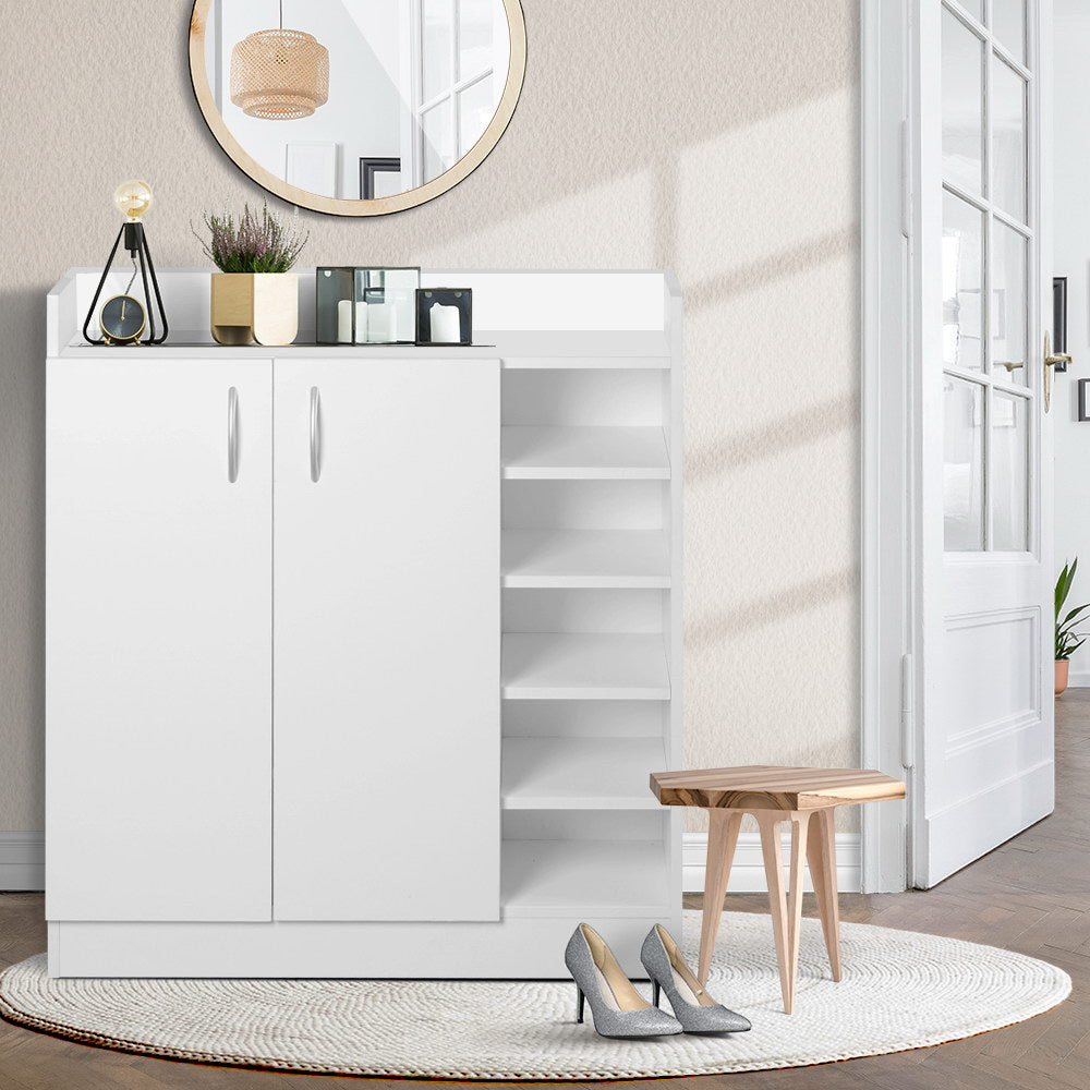 Artiss Shoe Rack Cabinet 21 Pairs Adjustable Shelves White Clair-Shoe Storage Cabinets-PEROZ Accessories