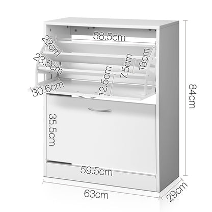 Artiss Shoe Rack Cabinet Adjustable Shelves 24 Pairs White Iris-Shoe Storage Cabinets-PEROZ Accessories