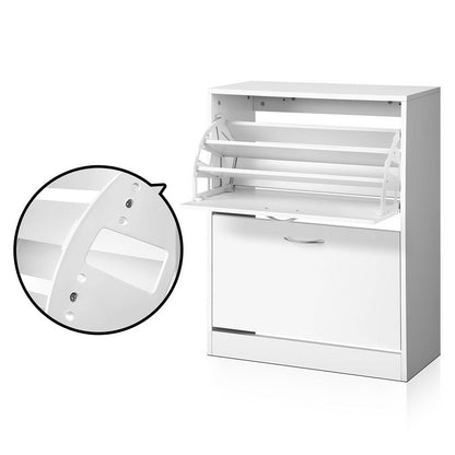 Artiss Shoe Rack Cabinet Adjustable Shelves 24 Pairs White Iris-Shoe Storage Cabinets-PEROZ Accessories