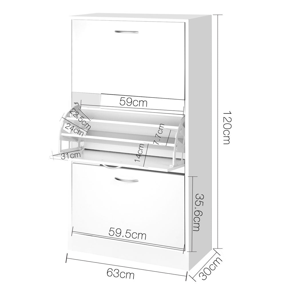 Artiss Shoe Rack Cabinet 36 Pairs Adjustable Shelves Ivy-Shoe Storage Cabinets-PEROZ Accessories