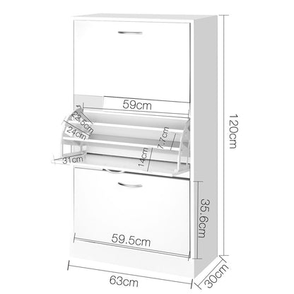 Artiss Shoe Rack Cabinet 36 Pairs Adjustable Shelves Ivy-Shoe Storage Cabinets-PEROZ Accessories