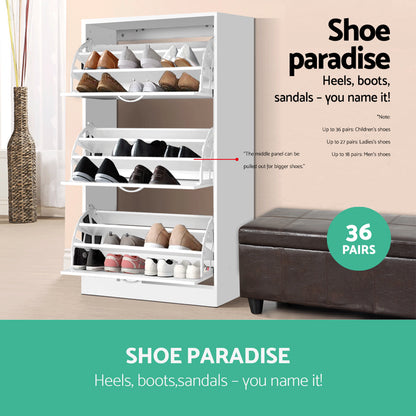Artiss Shoe Rack Cabinet 36 Pairs Adjustable Shelves Ivy-Shoe Storage Cabinets-PEROZ Accessories