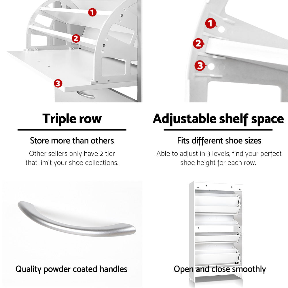Artiss Shoe Rack Cabinet 36 Pairs Adjustable Shelves Ivy-Shoe Storage Cabinets-PEROZ Accessories
