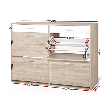 Artiss Shoe Rack Cabinet 36 Pairs Adjustable Shelves Pine Sara-Shoe Storage Cabinets-PEROZ Accessories