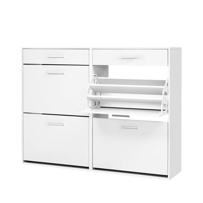 Artiss Shoe Rack Cabinet 36 Pairs Adjustable Shelves White Sara-Shoe Storage Cabinets-PEROZ Accessories