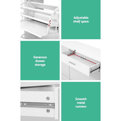 Artiss Shoe Rack Cabinet 36 Pairs Adjustable Shelves White Sara-Shoe Storage Cabinets-PEROZ Accessories