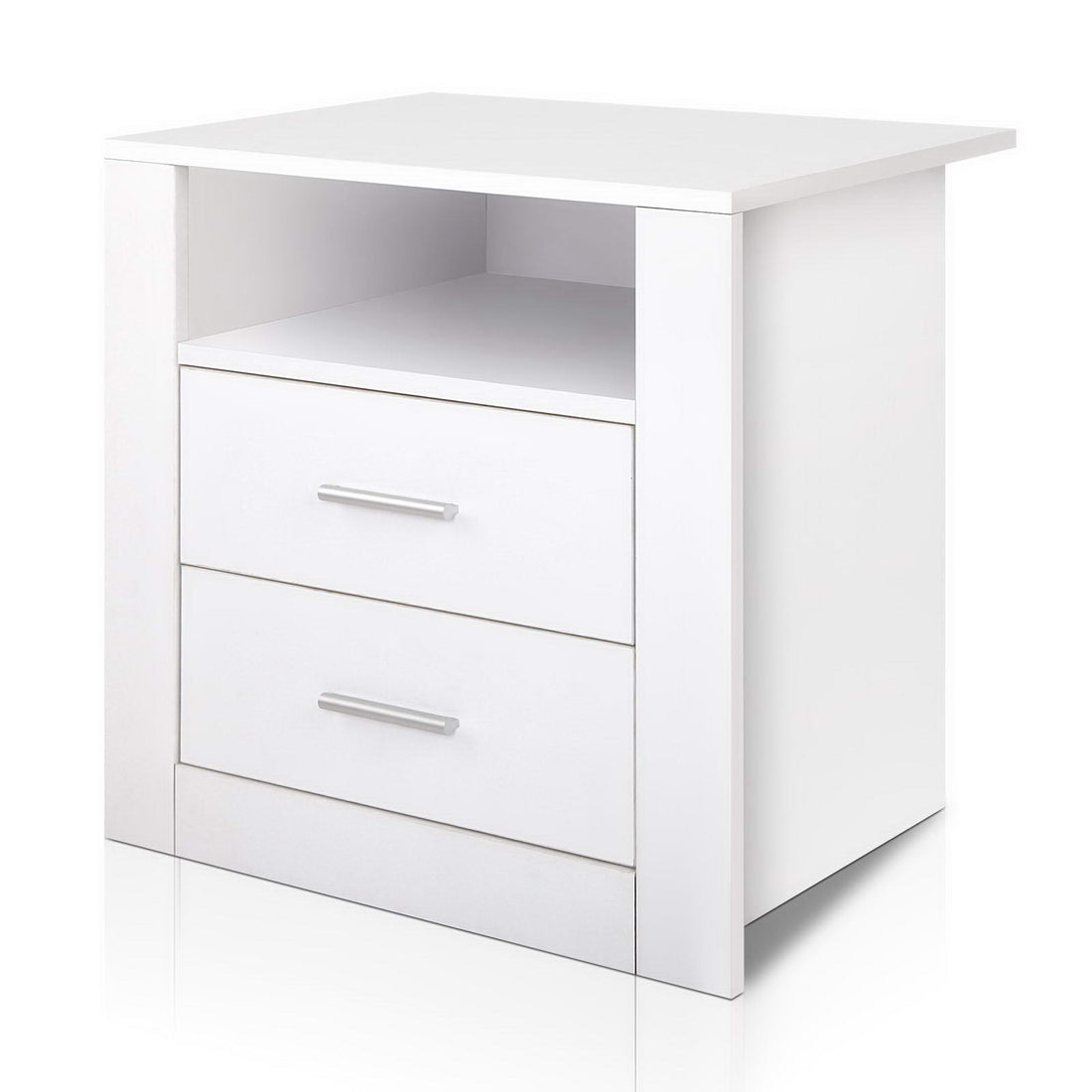 Artiss Bedside Table 2 Drawers with Shelf - TARA White-Bedside Tables-PEROZ Accessories
