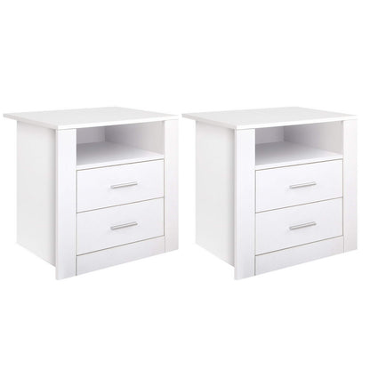 Artiss 2 X Bedside Table 2 Drawers with Shelf - TARA White-Furniture &gt; Bedroom &gt; Bedside Tables-PEROZ Accessories