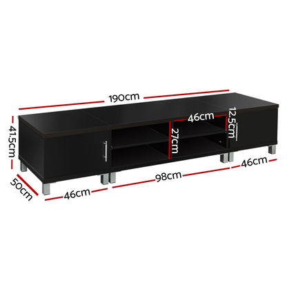 Artiss TV Cabinet Entertainment Unit 190cm Black Danson-Entertainment Units-PEROZ Accessories