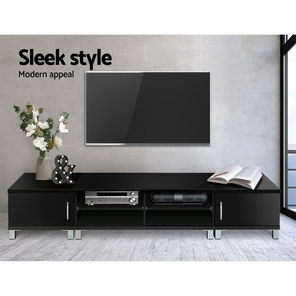 Artiss TV Cabinet Entertainment Unit 190cm Black Danson-Entertainment Units-PEROZ Accessories