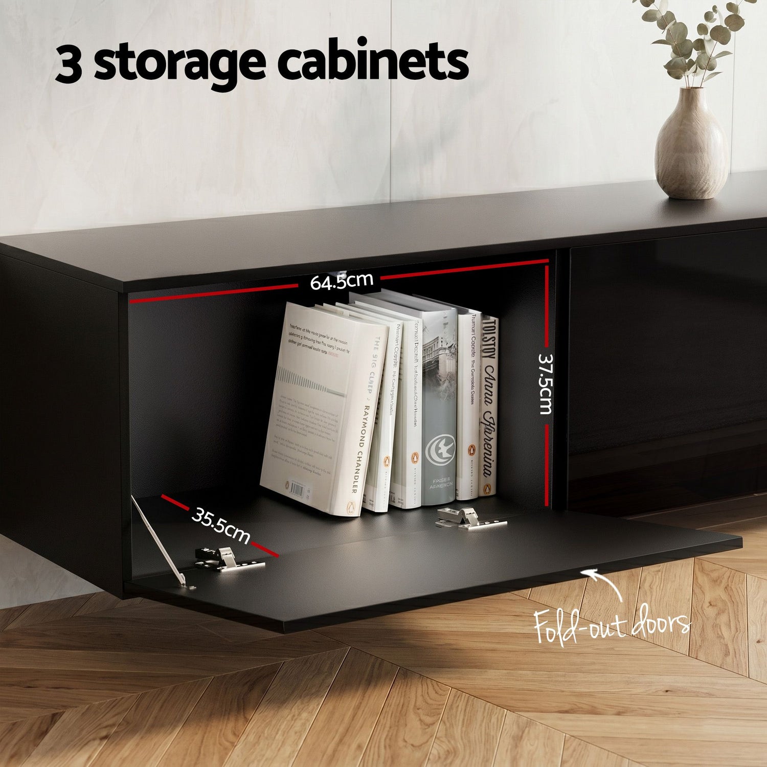 Artiss TV Unit &amp; Coffee Table Set Storage Cabinet Black