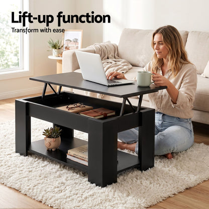 Artiss TV Unit &amp; Coffee Table Set Storage Cabinet Black