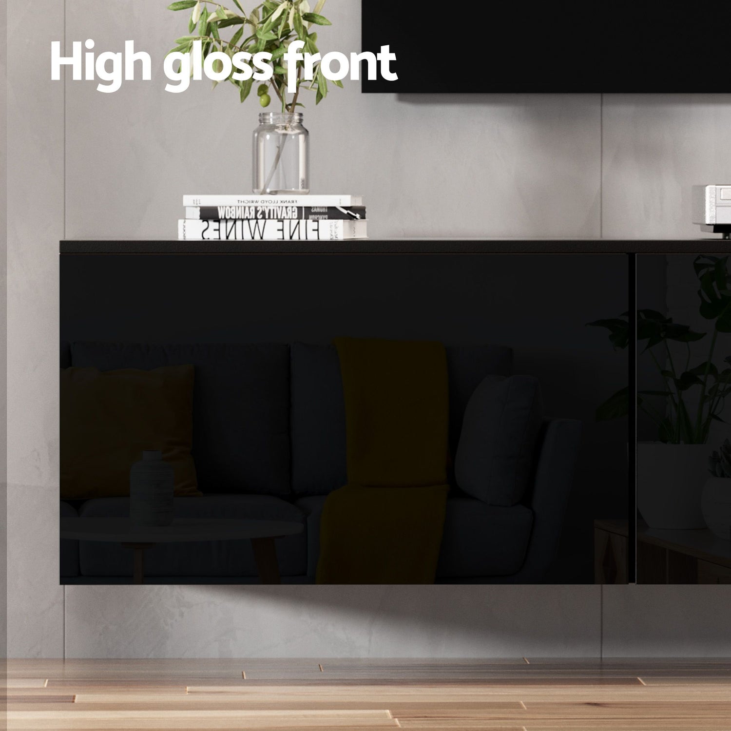 Artiss TV Unit &amp; Coffee Table Set Storage Cabinet Black