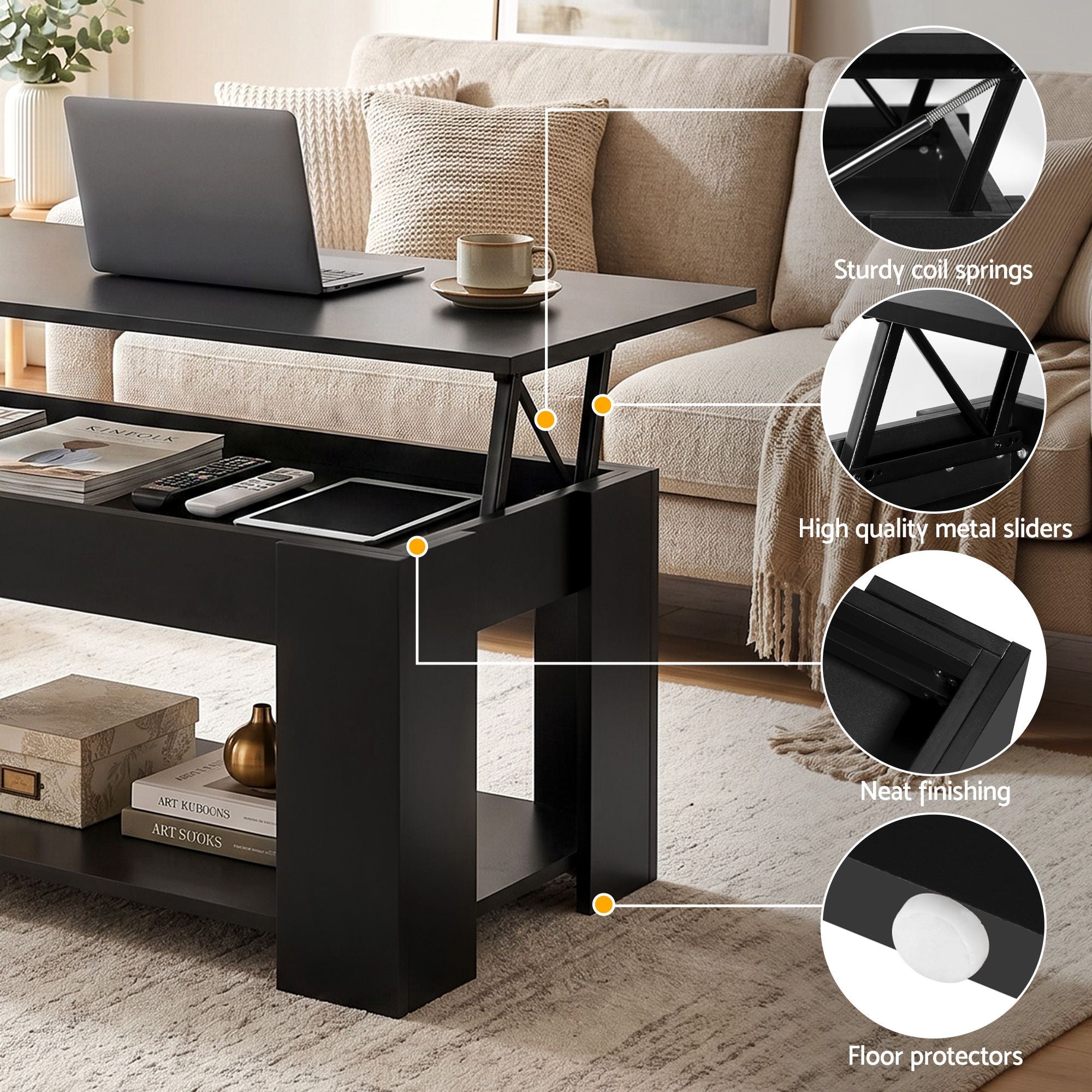 Artiss TV Unit &amp; Coffee Table Set Storage Cabinet Black