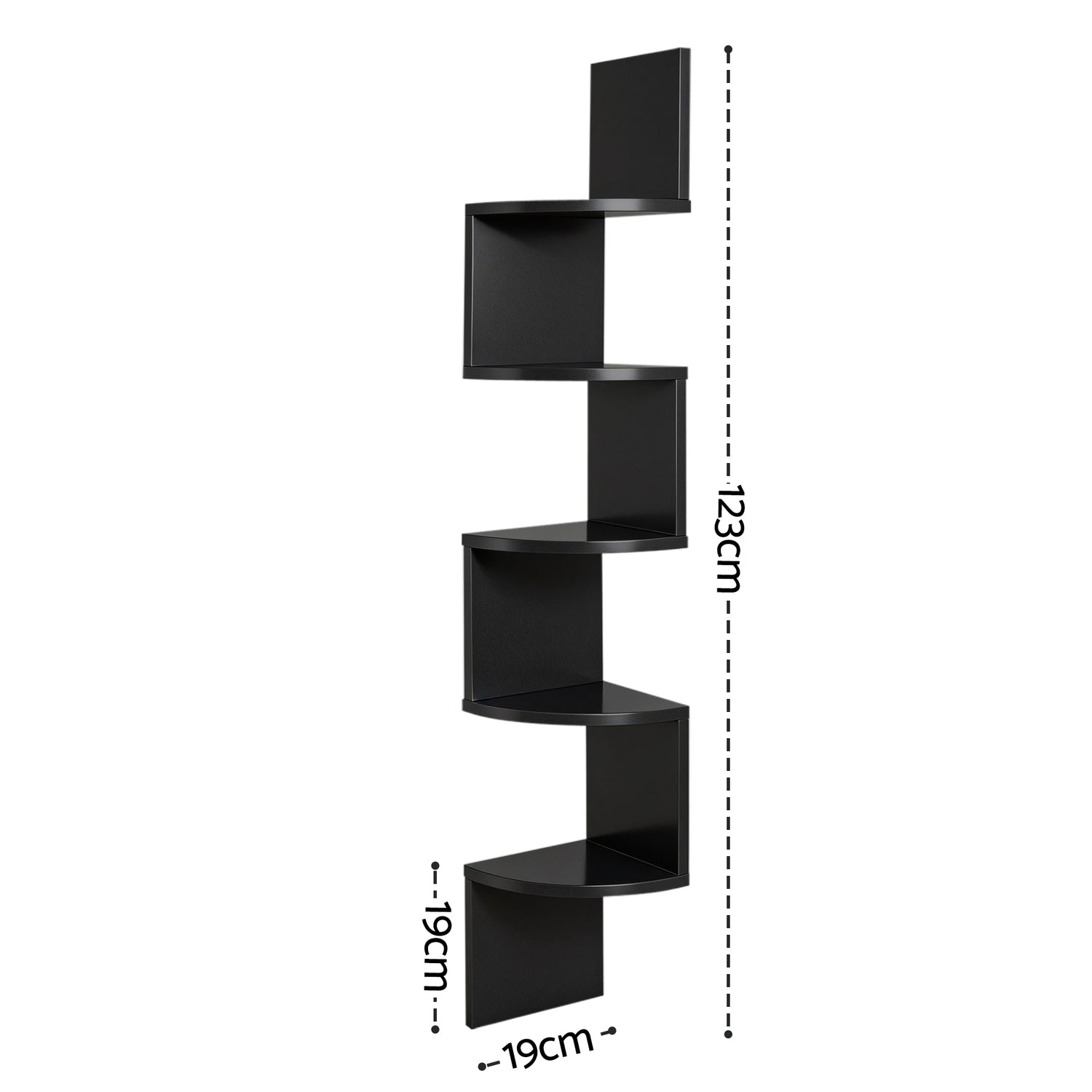 Artiss Wall Shelf Bookshelf Corner Floating 5-Tier Black-Furniture > Living Room > Bookcases &amp; Shelves-PEROZ Accessories