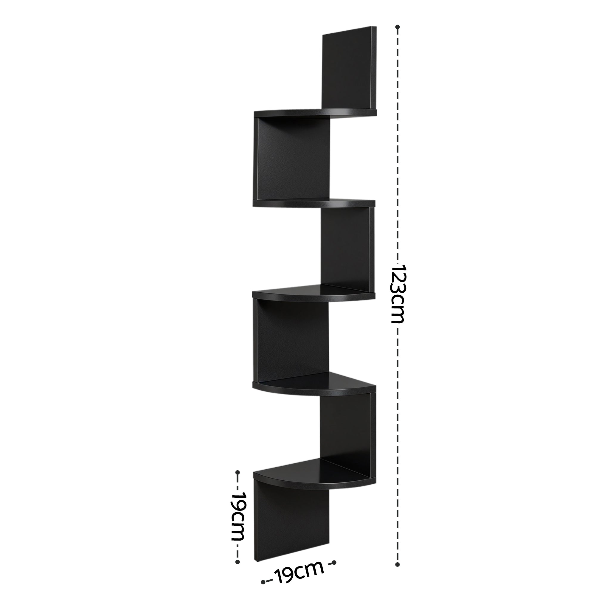 Artiss Wall Shelf Bookshelf Corner Floating 5-Tier Black-Furniture > Living Room > Bookcases &amp; Shelves-PEROZ Accessories