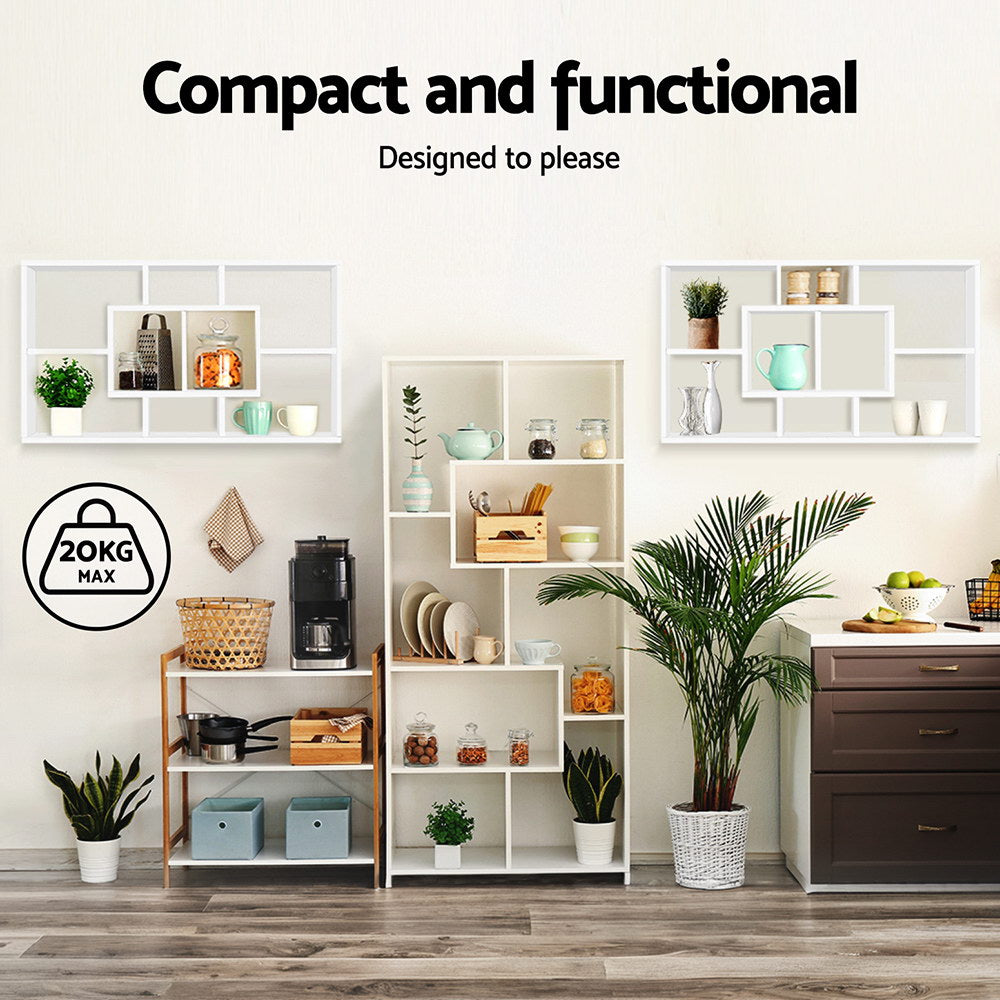 Artiss Floating Wall Shelves Bookshelf White-Furniture &gt; Office-PEROZ Accessories
