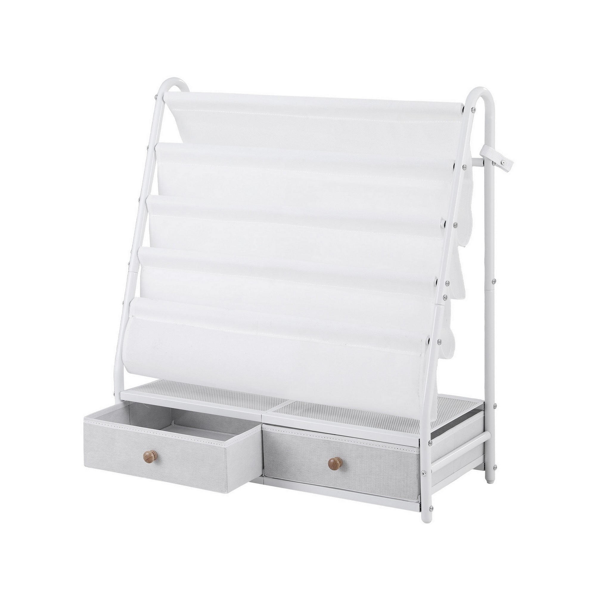 Keezi Kids Bookshelf Metal Storage Rack Toy Organiser Display Shelf Drawer White-Baby &amp; Kids > Kid&