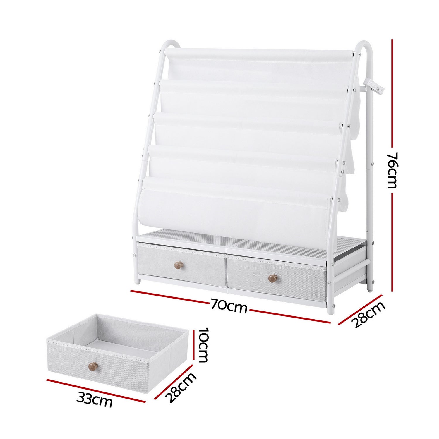 Keezi Kids Bookshelf Metal Storage Rack Toy Organiser Display Shelf Drawer White-Baby &amp; Kids > Kid&