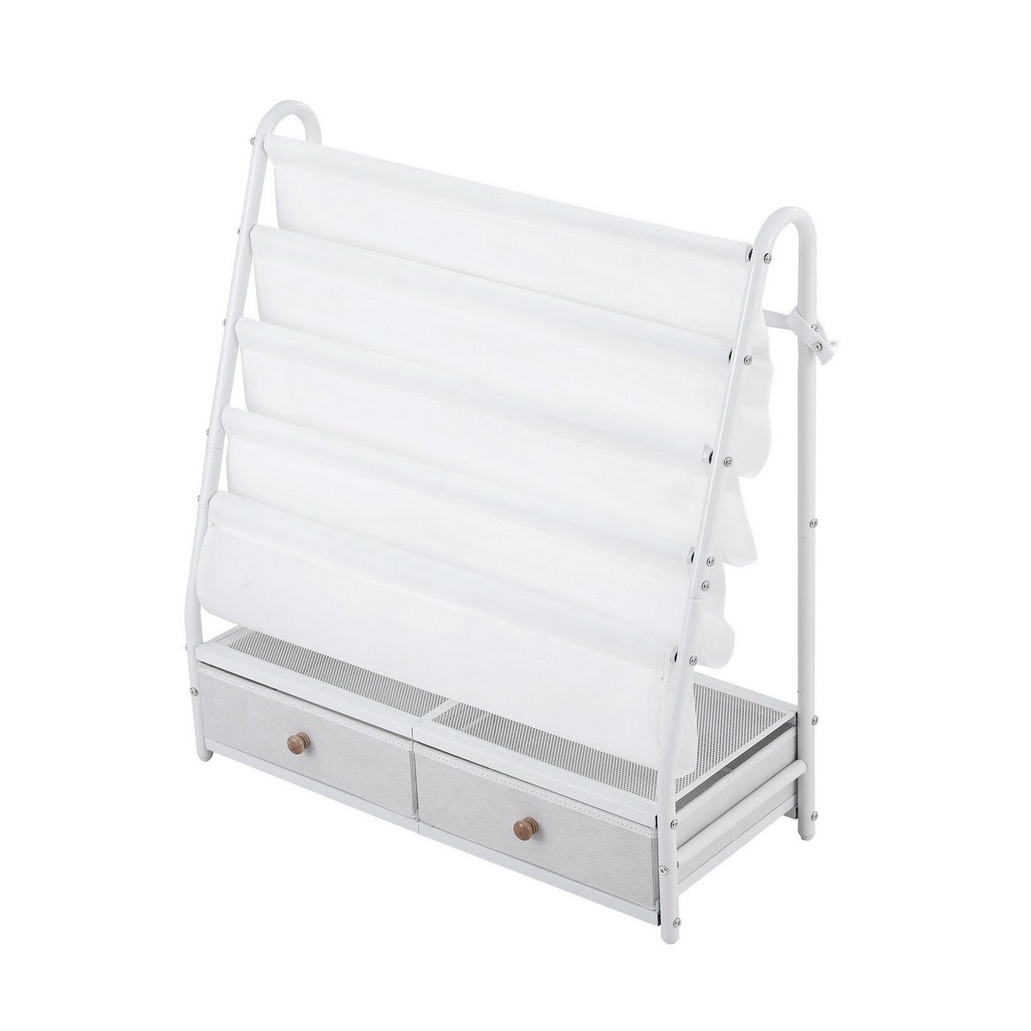Keezi Kids Bookshelf Metal Storage Rack Toy Organiser Display Shelf Drawer White-Baby &amp; Kids > Kid&