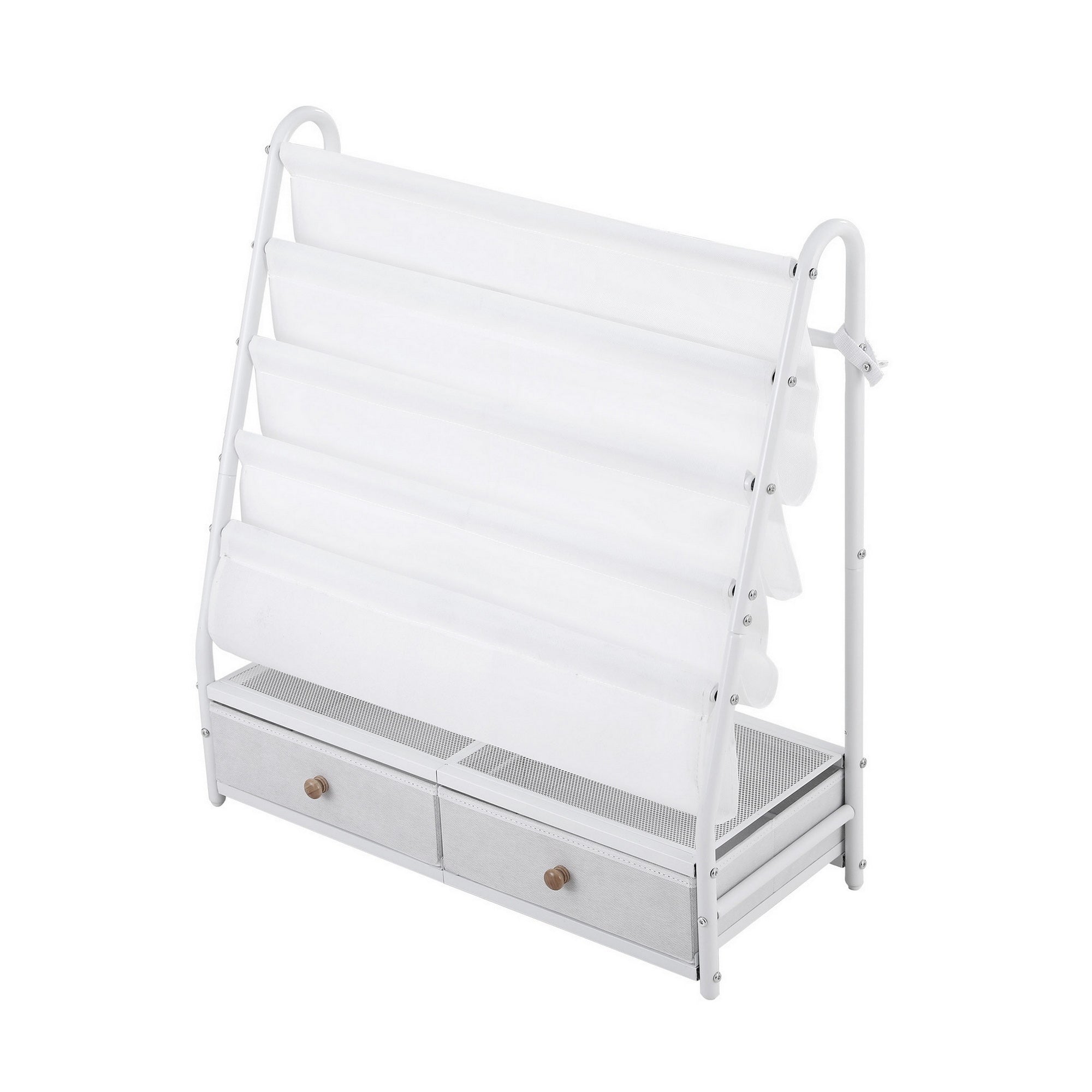 Keezi Kids Bookshelf Metal Storage Rack Toy Organiser Display Shelf Drawer White-Baby &amp; Kids > Kid&
