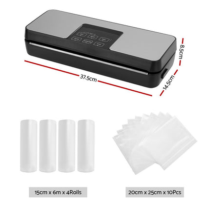 Devanti Food Vacuum Sealer Machine Auto Seal Cutter 5 Modes Storage Bags 4 Rolls-Appliances &gt; Kitchen Appliances-PEROZ Accessories
