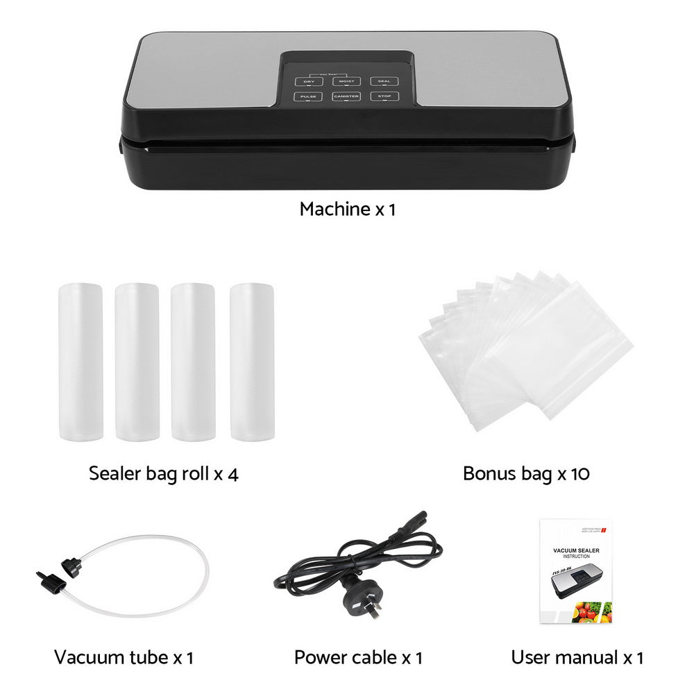 Devanti Food Vacuum Sealer Machine Auto Seal Cutter 5 Modes Storage Bags 4 Rolls-Appliances &gt; Kitchen Appliances-PEROZ Accessories