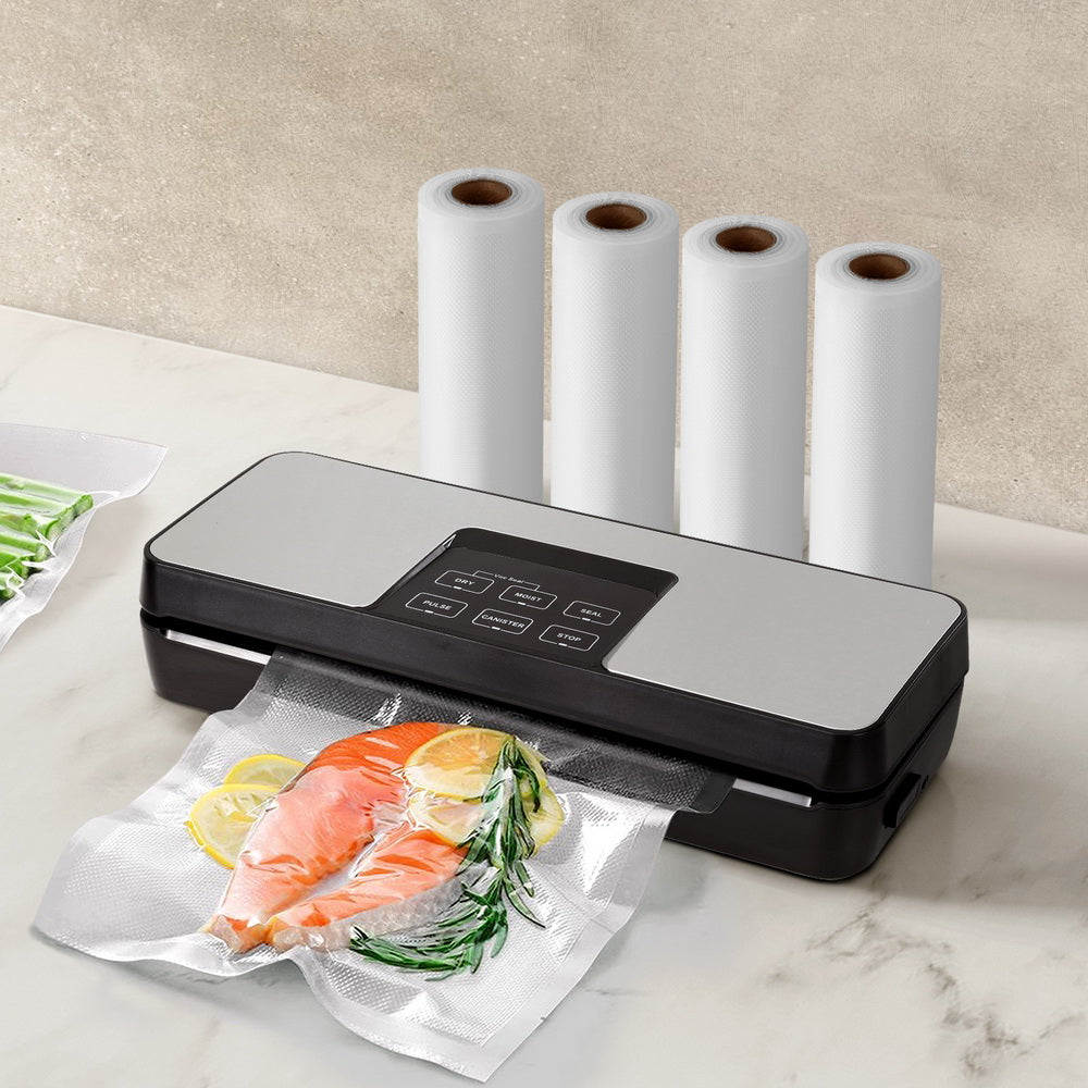 Devanti Food Vacuum Sealer Machine Auto Seal Cutter 5 Modes Storage Bags 4 Rolls-Appliances &gt; Kitchen Appliances-PEROZ Accessories