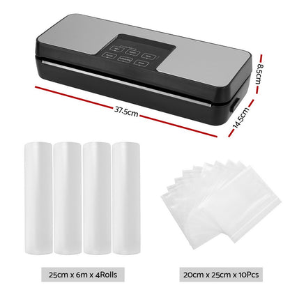 Devanti Food Vacuum Sealer Machine Auto Seal Cutter 5 Modes Storage Bags 4 Rolls-Appliances &gt; Kitchen Appliances-PEROZ Accessories