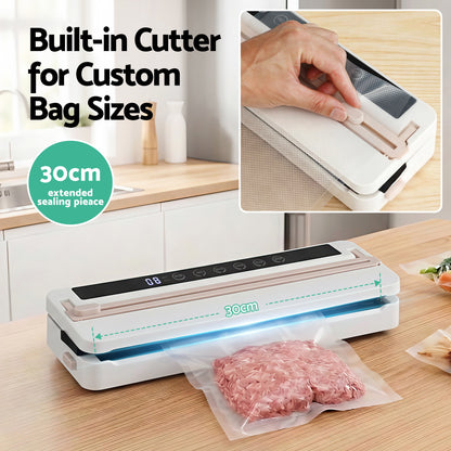 Devanti Food Vacuum Sealer Machine Fresh Storage Auto Seal Slide Cutter 6 Modes White-Home &amp; Garden > Kitchenware > Food Storage-PEROZ Accessories
