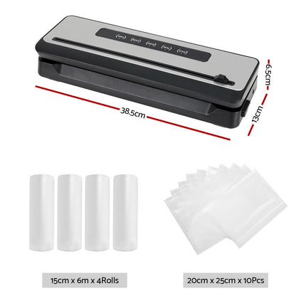 Devanti Food Vacuum Sealer Machine Sealing Cutter 5 Modes Storage Bags 4 Rolls-Appliances &gt; Kitchen Appliances-PEROZ Accessories