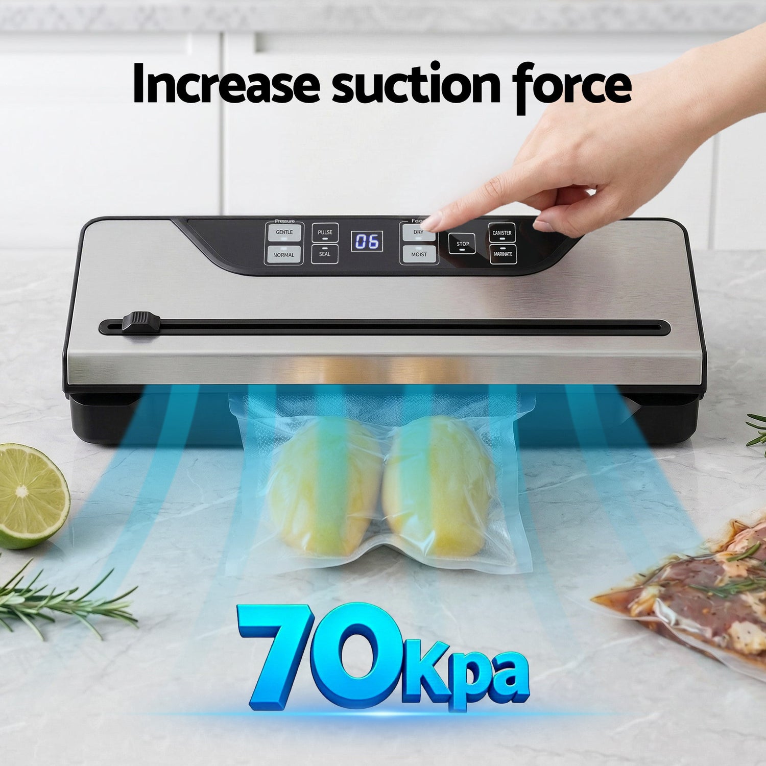 Devanti Food Vacuum Sealer Machine Auto Seal Slide Cutter 9 Modes Marinate Black-Home &amp; Garden > Kitchenware > Food Storage-PEROZ Accessories